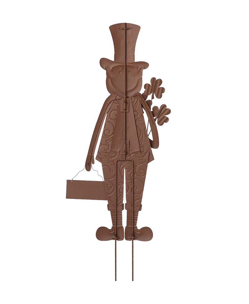 Glitzhome 36" H St. Patrick's Metal Leprechaun Yard Stake or Standing Decor or Wall Decor