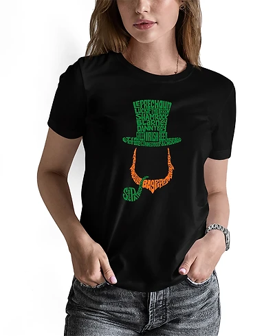La Pop Art Women's Leprechaun Word Crew Neck T-shirt