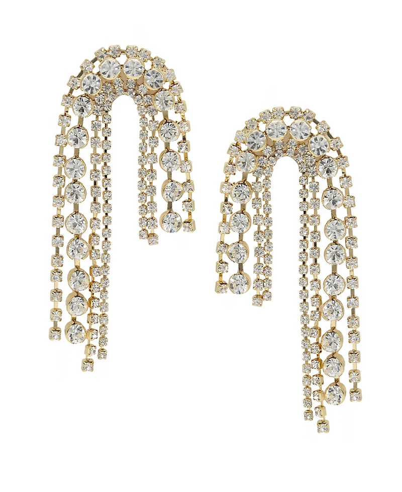 Ettika Glass Arch Chain 18K Gold Plated Statement Earrings