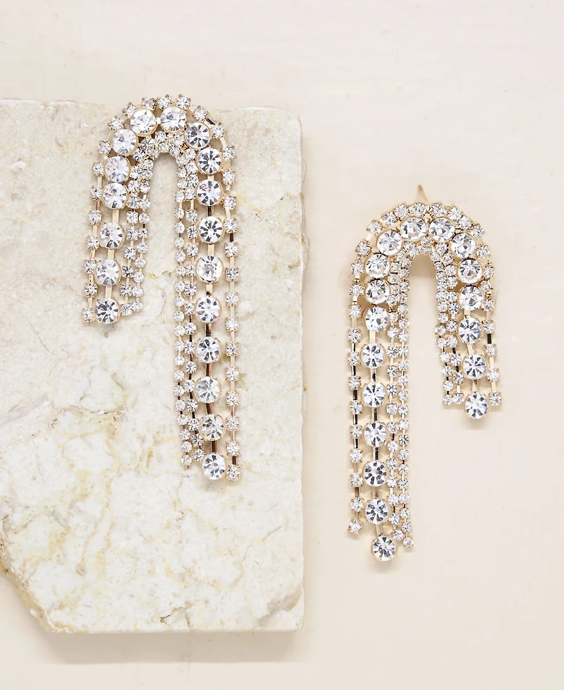 Ettika Glass Arch Chain 18K Gold Plated Statement Earrings