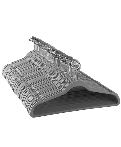 Elama 100 Piece Velvet Slim Profile Heavy Duty Felt Hangers in Gray