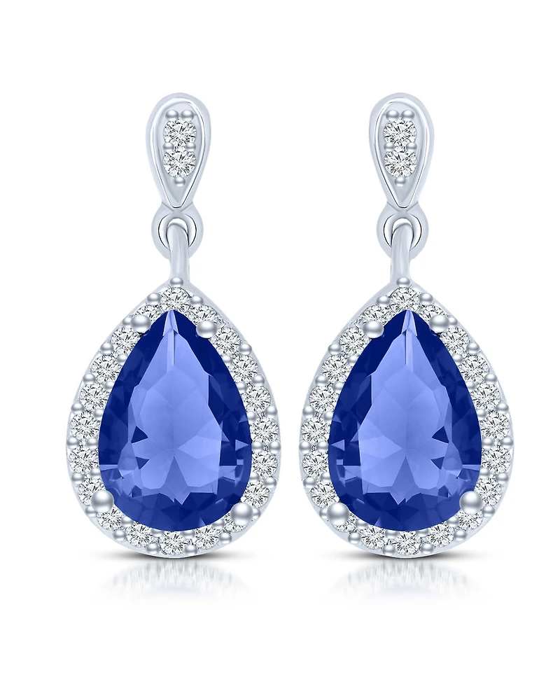 Cubic Zirconia Sterling Silver Pear Shape Drop Earrings