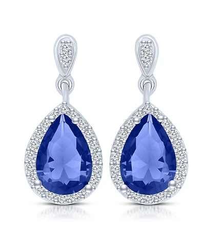 Cubic Zirconia Sterling Silver Pear Shape Drop Earrings