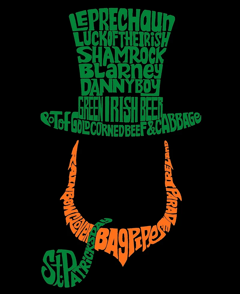 La Pop Art Men's Leprechaun Word Long Sleeve T-shirt