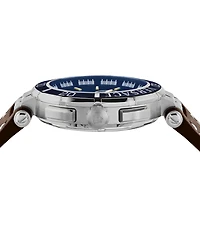 Versace Men's Swiss Chronograph Greca Brown Leather Strap Watch 45mm