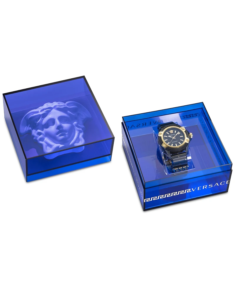 Versace Men's Swiss Icon Active Black Silicone Strap Watch 42mm