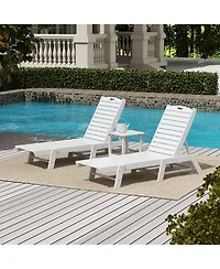 WestinTrends Pieces Poly Outdoor Patio Chaise Lounge Chair with Side Table Set