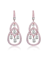 Cubic Zirconia Sterling Silver Double Teardrop Chandelier Earrings