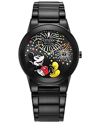 Citizen Eco-Drive Unisex Disney Mickey Mouse Black Stainless Steel Bracelet Watch 40mm