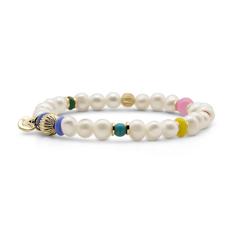 Bowood Lane Non-Tarnishing Gold Filled Balls and Freshwater Pearls Stretch Bracelet