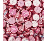 100 Pcs Breast Cancer Awareness Candy Hershey's Kisses Milk Chocolate (1lb, Approx. 100 Pcs)