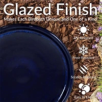 Outdoor Weather-Resistant Garden Patio Classic High-Fired Smooth Ceramic Hand-Painted Bird Bath