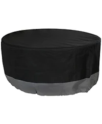 Heavy Duty Round Outdoor Fire Pit Cover with Drawstring - 300D Polyester Material - Black/Gray - 30-Inch x 12-Inch