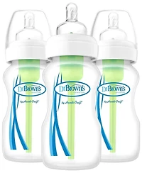Dr. Browns Baby Dr. Brown's Options+ Wide Neck Baby Bottle, 3 Pack, Clear, 9 oz