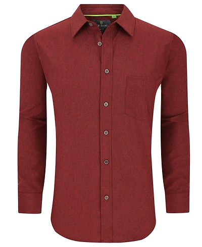 Tom Baine Men's Slim Fit Performance Long Sleeve Solid Button Down Dress Shirt