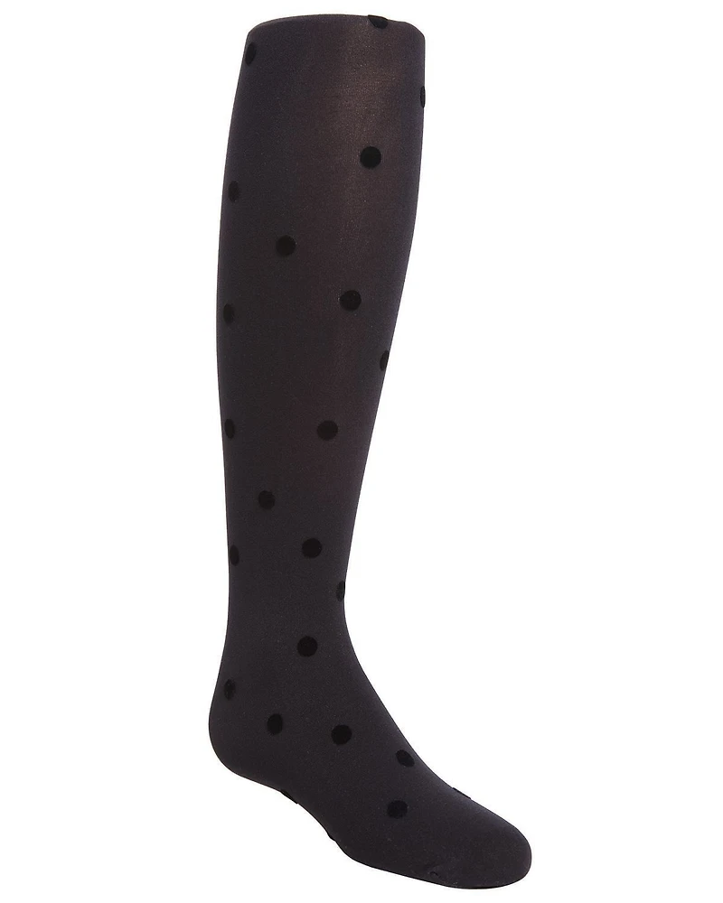 MeMoi Girls Flocked Dots Tights