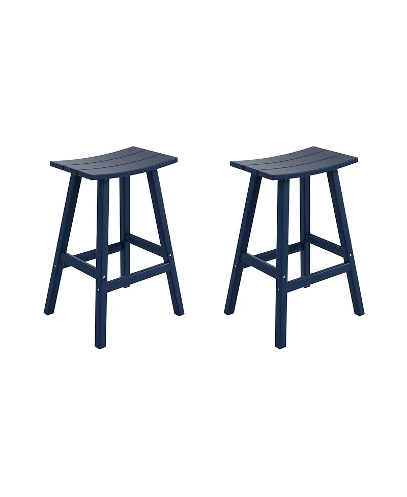WestinTrends Outdoor Patio Adirondack Bar Height Stool Saddle Seat Chair Set of 2
