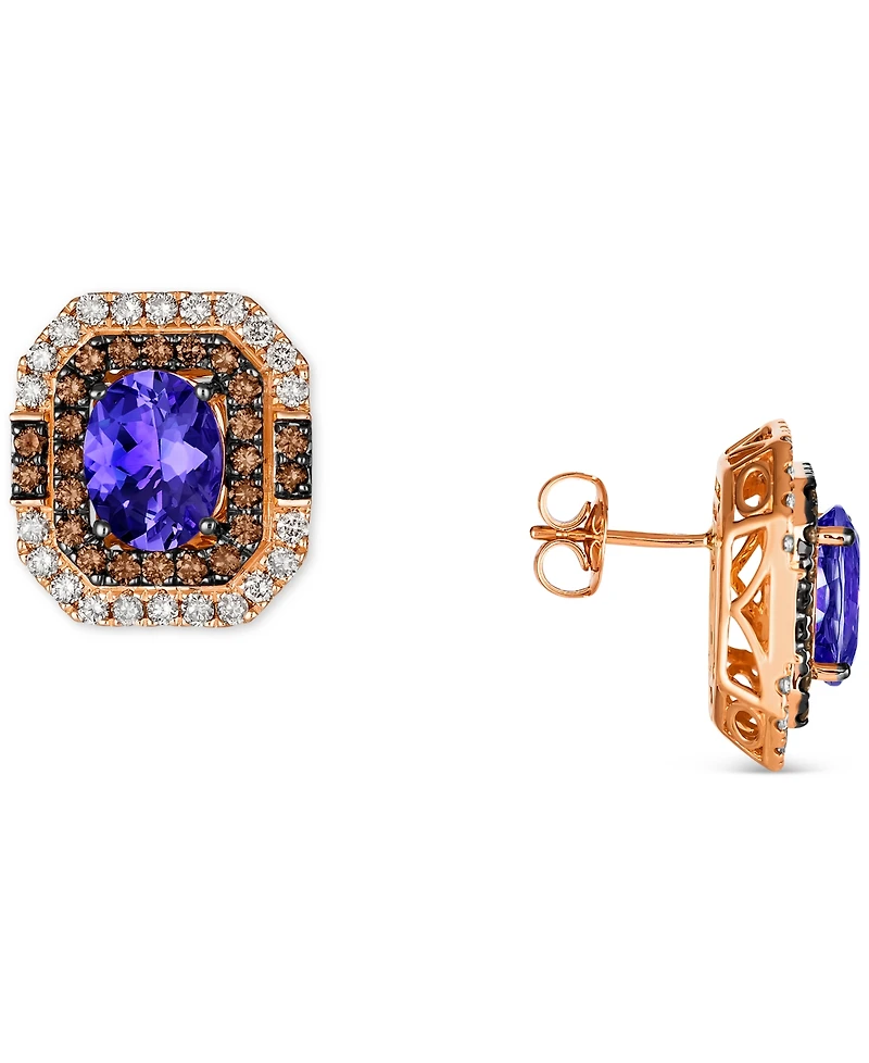 Le Vian Blueberry Tanzanite (3-3/8 ct. t.w.), Chocolate Diamonds (7/8 ct. t.w.) & Nude Diamonds (3/4 ct. t.w.) Earrings in 14k Rose Gold