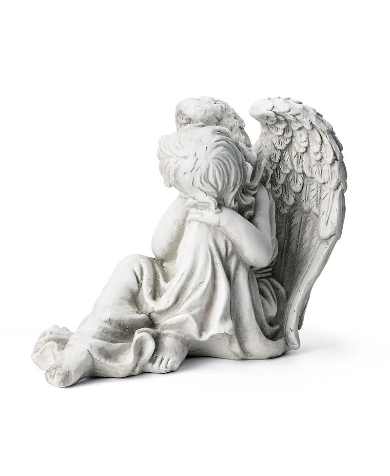 Glitzhome 15''H Magnesium Oxide Sleeping Angel Garden Statue