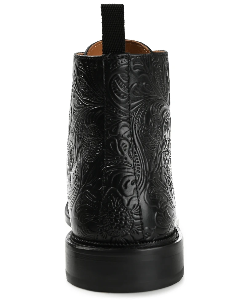 Taft Men's Paris Floral Embossed Leather Dress Boots