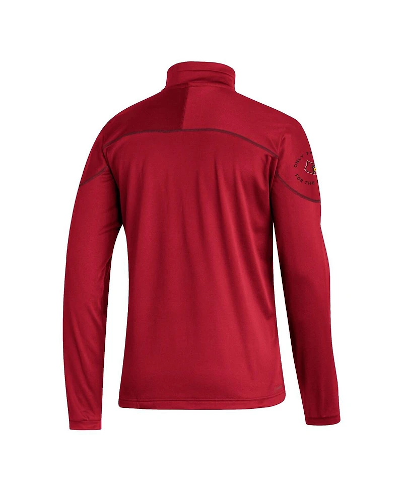 Men's adidas Red Louisville Cardinals Aeroready Knit Quarter-Snap Jacket