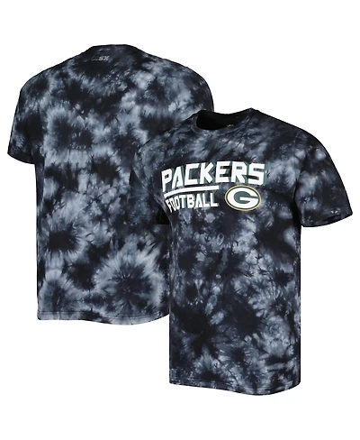 Men's Msx by Michael Strahan Black Green Bay Packers Recovery Tie-Dye T-shirt