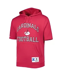 Men's Mitchell & Ness Cardinal Arizona Cardinals Washed Short Sleeve Pullover Hoodie