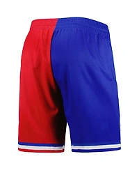 Men's Mitchell & Ness Royal, Red Philadelphia 76ers Hardwood Classics 1982 Split Swingman Shorts