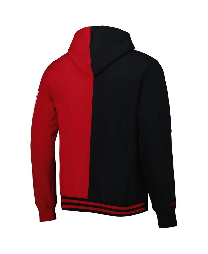 Men's Mitchell & Ness Black, Red Miami Heat Hardwood Classics Split Pullover Hoodie