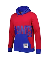 Men's Mitchell & Ness Red, Royal New York Giants Big and Tall Face Pullover Hoodie