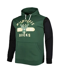 Men's Fanatics Hunter Green, Black Milwaukee Bucks Big and Tall Bold Attack Pullover Hoodie