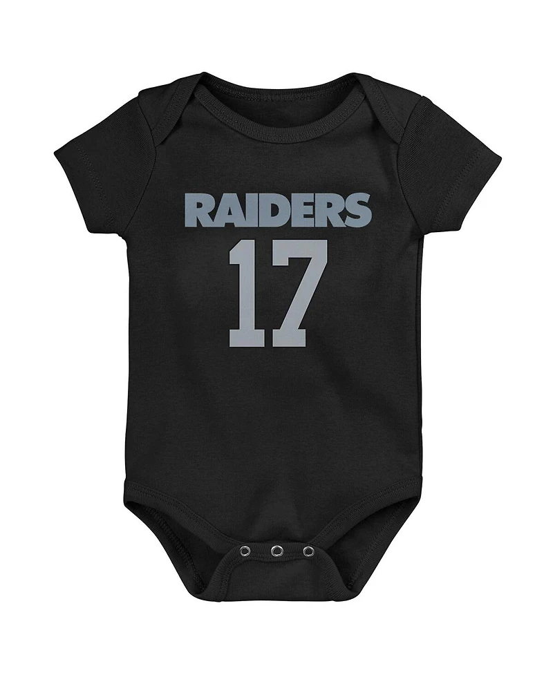 Newborn and Infant Boys and Girls Davante Adams Black Las Vegas Raiders Mainliner Player Name and Number Bodysuit