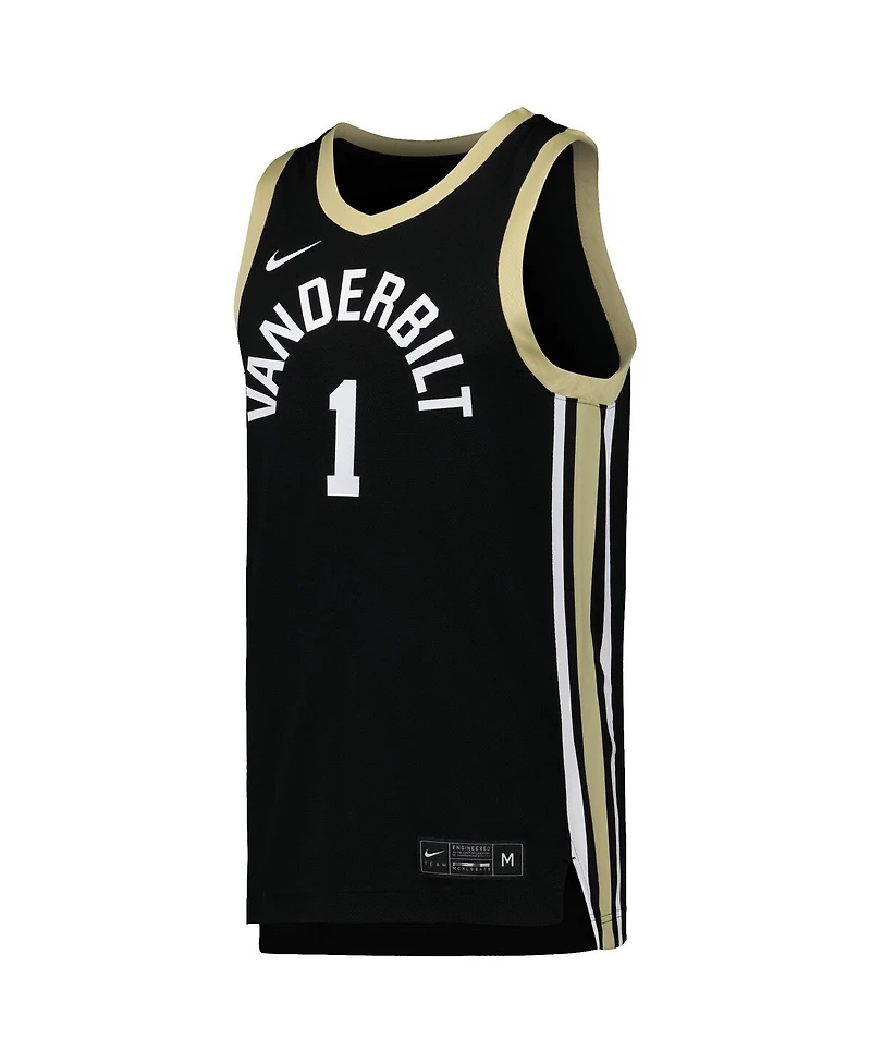 Men's Nike #1 Black Vanderbilt Commodores Replica Basketball Jersey
