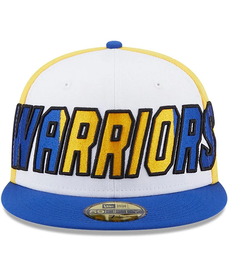 Men's New Era White, Royal Golden State Warriors Back Half 9FIFTY Fitted Hat