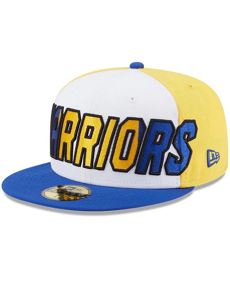 Men's New Era White, Royal Golden State Warriors Back Half 9FIFTY Fitted Hat