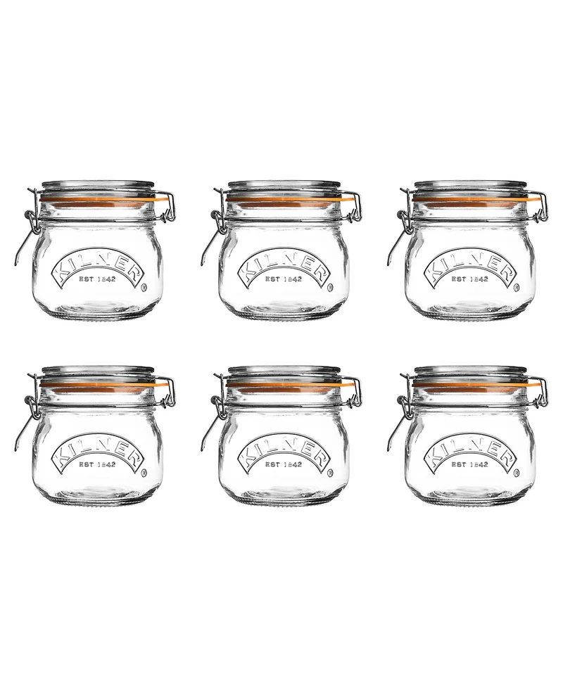 Kilner Round Clip Top Jar 17 oz, Set of 6