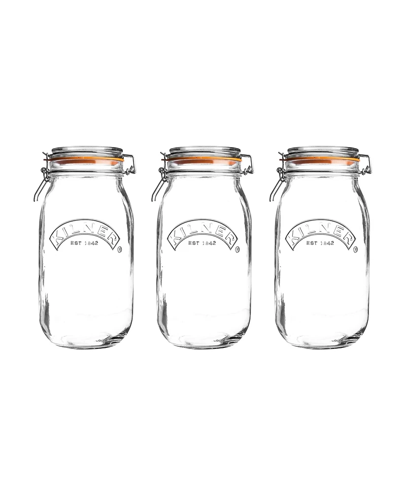 Kilner Round Clip Top Jar 68 oz, Set of 3