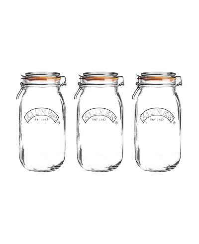Kilner Round Clip Top Jar 68 oz, Set of 3