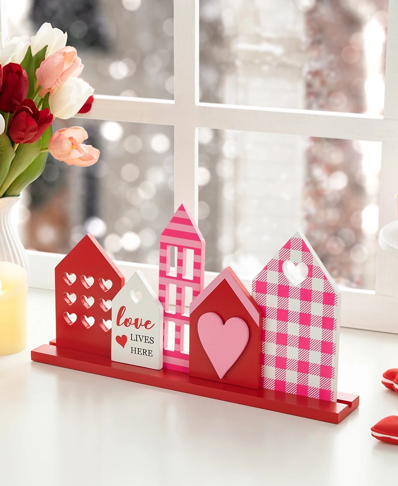 Glitzhome 16" L Valentine's House Wooden Table Decor