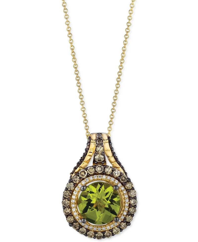 Le Vian Green Apple Peridot (3-1/2 ct. t.w.), Chocolate Diamonds (1-1/8 ct. t.w) & Vanilla Diamonds (1/6 ct. t.w.) Pendant Necklace in 14k Yellow Gold