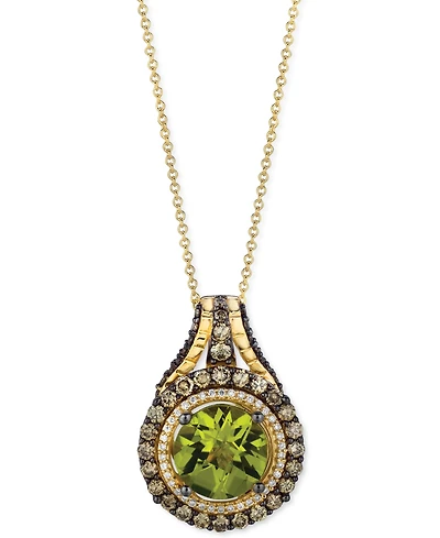 Le Vian Green Apple Peridot (3-1/2 ct. t.w.), Chocolate Diamonds (1-1/8 ct. t.w) & Vanilla Diamonds (1/6 ct. t.w.) Pendant Necklace in 14k Yellow Gold