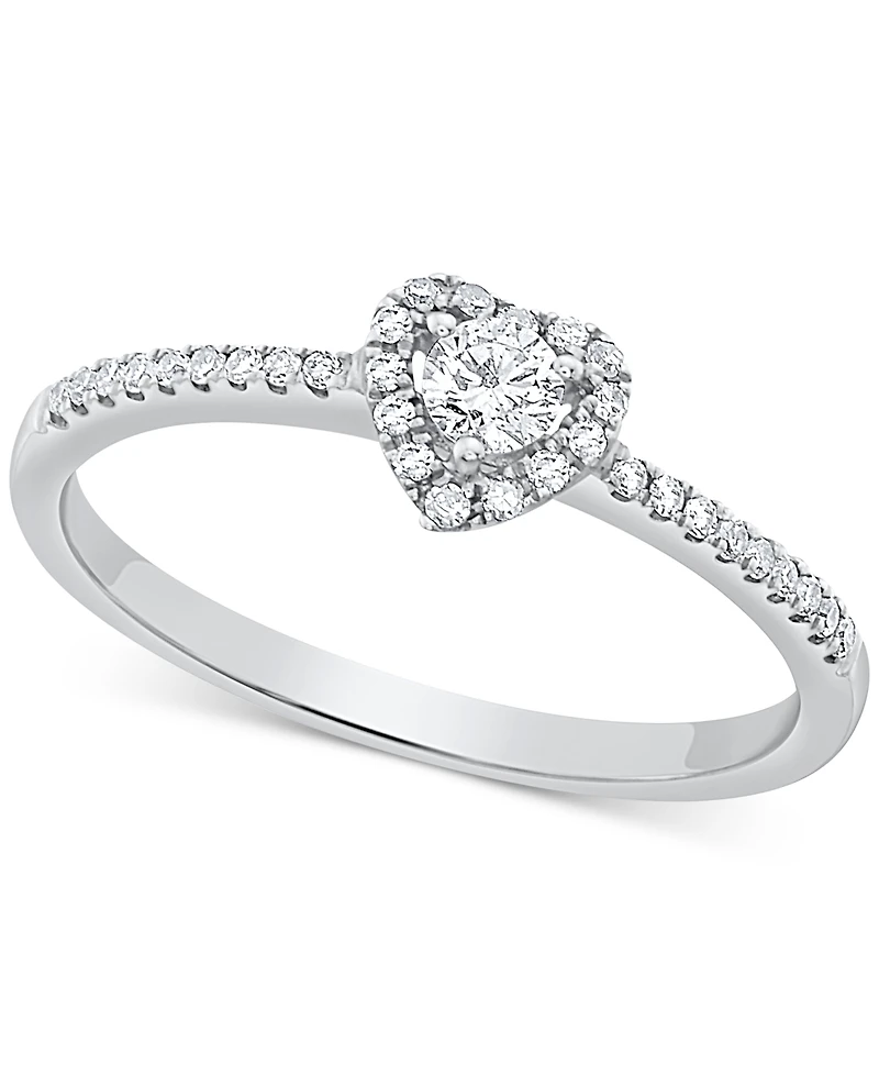 Diamond Heart Halo Engagement Ring (1/4 ct. t.w.) in 14k White, Yellow or Rose Gold