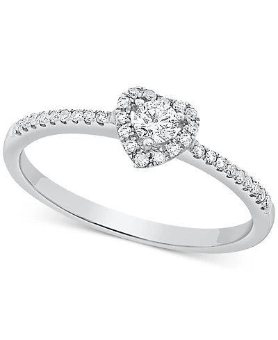 Diamond Heart Halo Engagement Ring (1/4 ct. t.w.) in 14k White, Yellow or Rose Gold