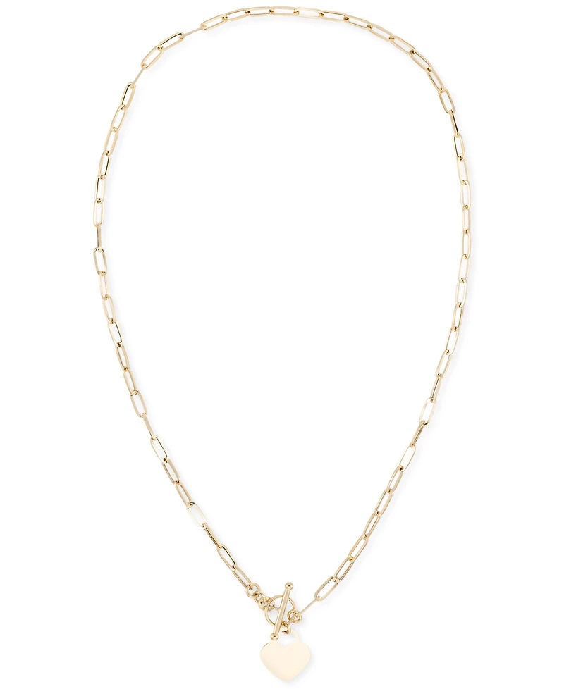 Polished Heart Link Toggle Necklace in 10k Gold