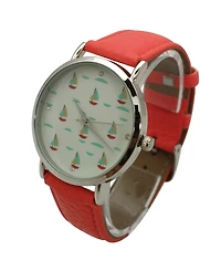 Olivia Pratt Coral Soft Band Sailing Boats Dial Women Watch