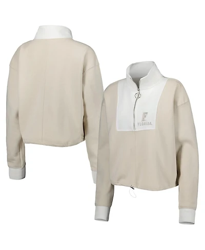 Women's Gameday Couture Tan, White Florida Gators Color-Block Quarter-Zip Jacket