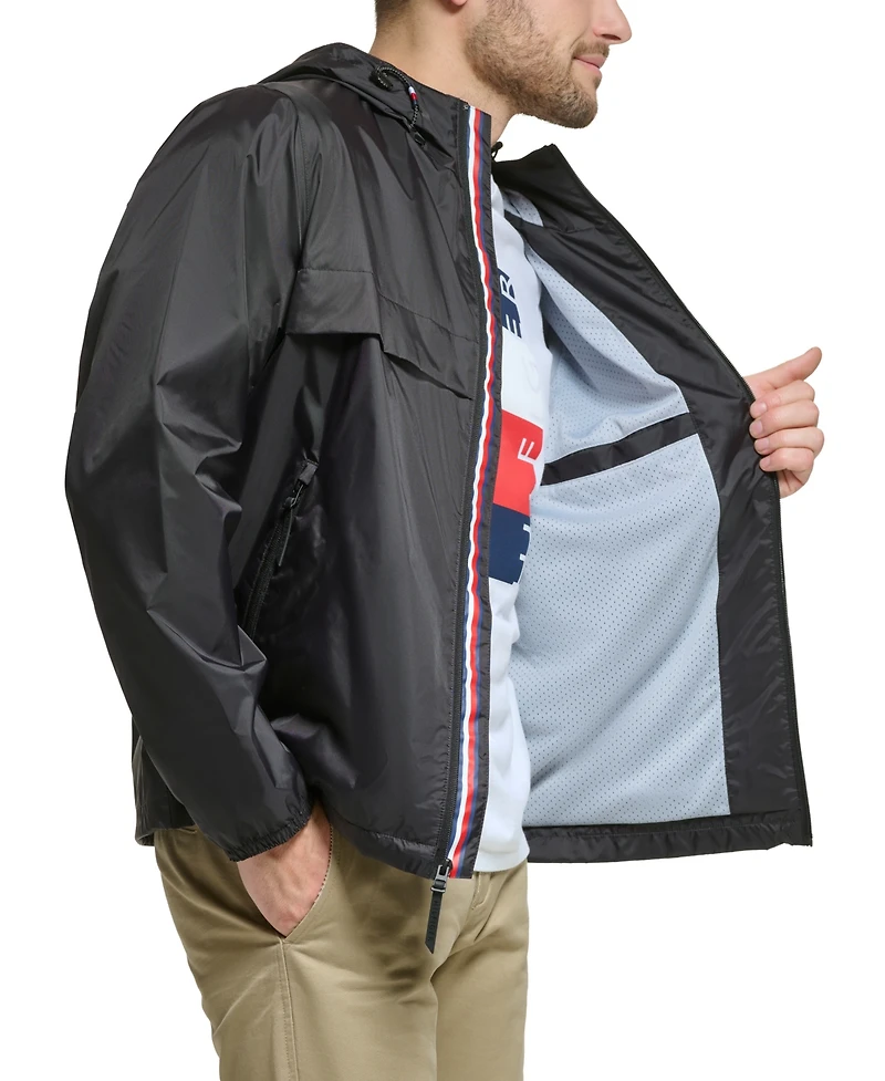 Tommy Hilfiger Men's Stretch Hooded Zip-Front Rain Jacket