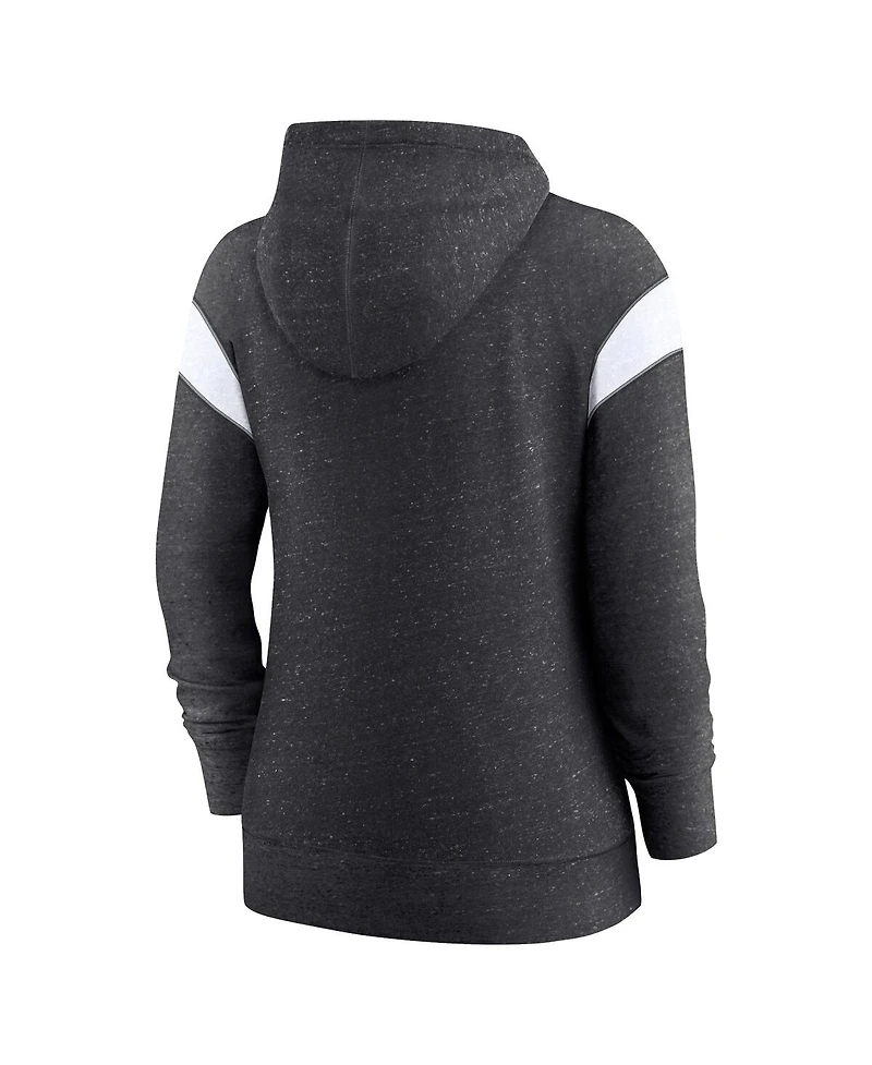 Women's Nike Heathered Black, White Las Vegas Raiders Plus Size Monaco Full-Zip Hoodie