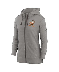 Women's Nike Heather Charcoal Cleveland Browns Gym Vintage-Inspired Full-Zip Hoodie