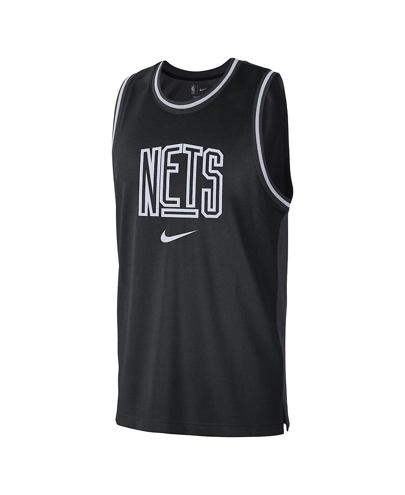Men's Nike Black, Anthracite Brooklyn Nets Courtside Versus Force Split Dna Performance Mesh Tank Top